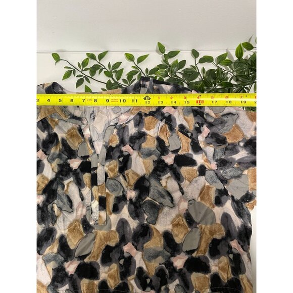 LOGO By Lori Goldstein Multi-Color Abstract Print Tiered Rayon Dress Womens M - Picture 12 of 13